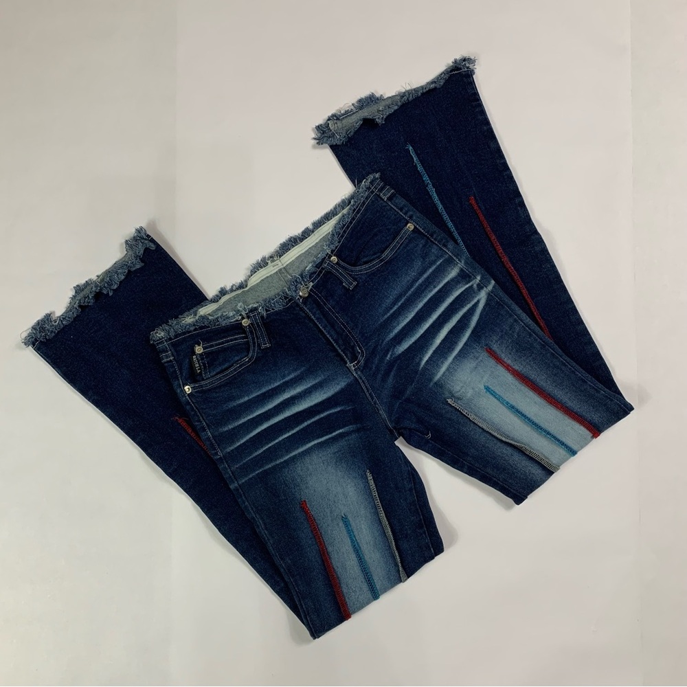 Y2K Watch L.A. Striped Flare Jeans